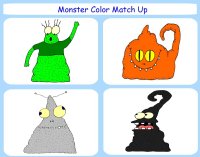 Monster Color Match Up Game – black and white – color the pictures