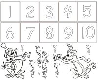 Happy New Year, Count Backwards 10 to 1 - Coloring Page For preschool new year theme