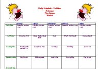 Sample Toddler Weekly Program Plan