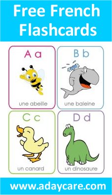 French FlashCards Letters A, B, C, D