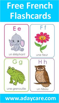 French FlashCards Letters E, F, G, H