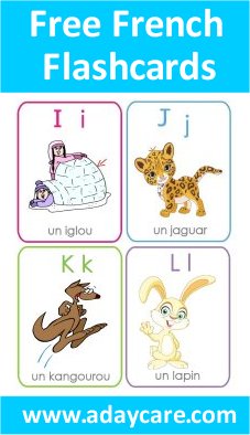 French FlashCards Letters I, J, K, L