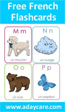 French FlashCards Letters M, N, O, P