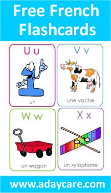 French FlashCards Letters U, V, W, X