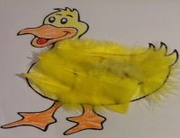 Yellow Duck Craft – glue on yellow feathers – for farm animal week