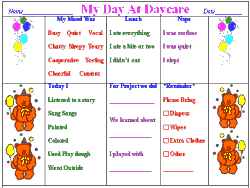 Daily Preschool Report – Daycare Form