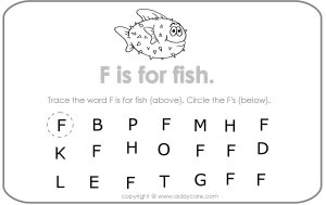 F is for fish Worksheet