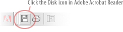 Click the Disk icon after you open up pdf file. 