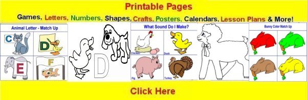 Toddler April curriculum includes 
printable pages such as coloring pages, crafts, lesson plans, posters, calendars and craft patterns.