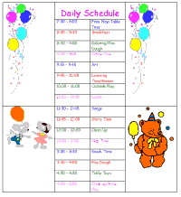 Daily Schedule – Daycare Form