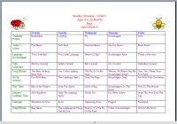 Infant Weekly Activity Calendar