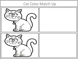 Cat Color Match Up Game In Black and White