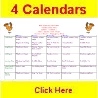 Toddler November curriculum includes 4 weekly calendars