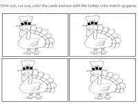 Turkey color match up game in black and white