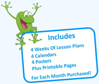 Includes 4 weeks of lesson plans, 4 calendars, 4 posters and printable pages