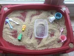 Trucks in the sand table
