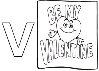 Valentine Theme – Learning Letter V – Be My Valentine – Coloring Page